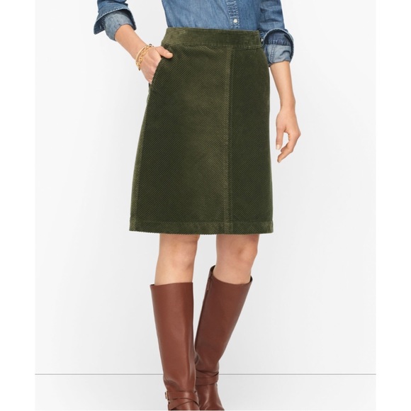 Talbots Dresses & Skirts - Talbots Cotton Corduroy A-Line Skirt Size 12 NWT Olive Green